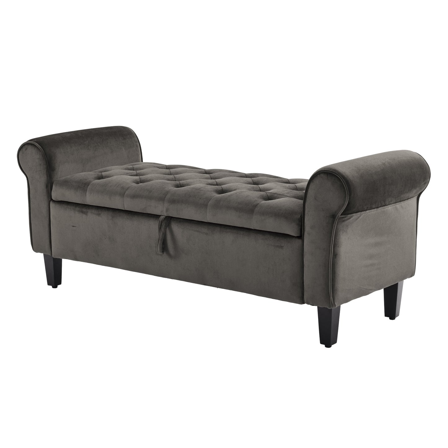 Storage Ottoman Stool Arm Bench Seat 132cm Velvet GREY - Cosy Abode
