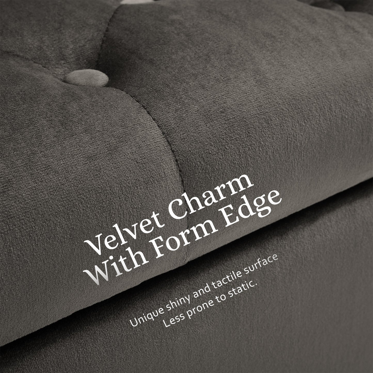 Storage Ottoman Stool Arm Bench Seat 132cm Velvet GREY - Cosy Abode