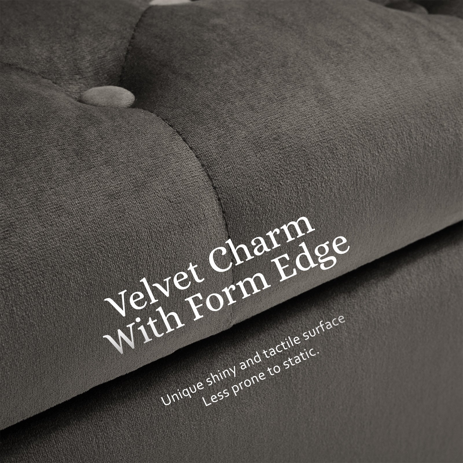 Storage Ottoman Stool Arm Bench Seat 132cm Velvet GREY - Cosy Abode