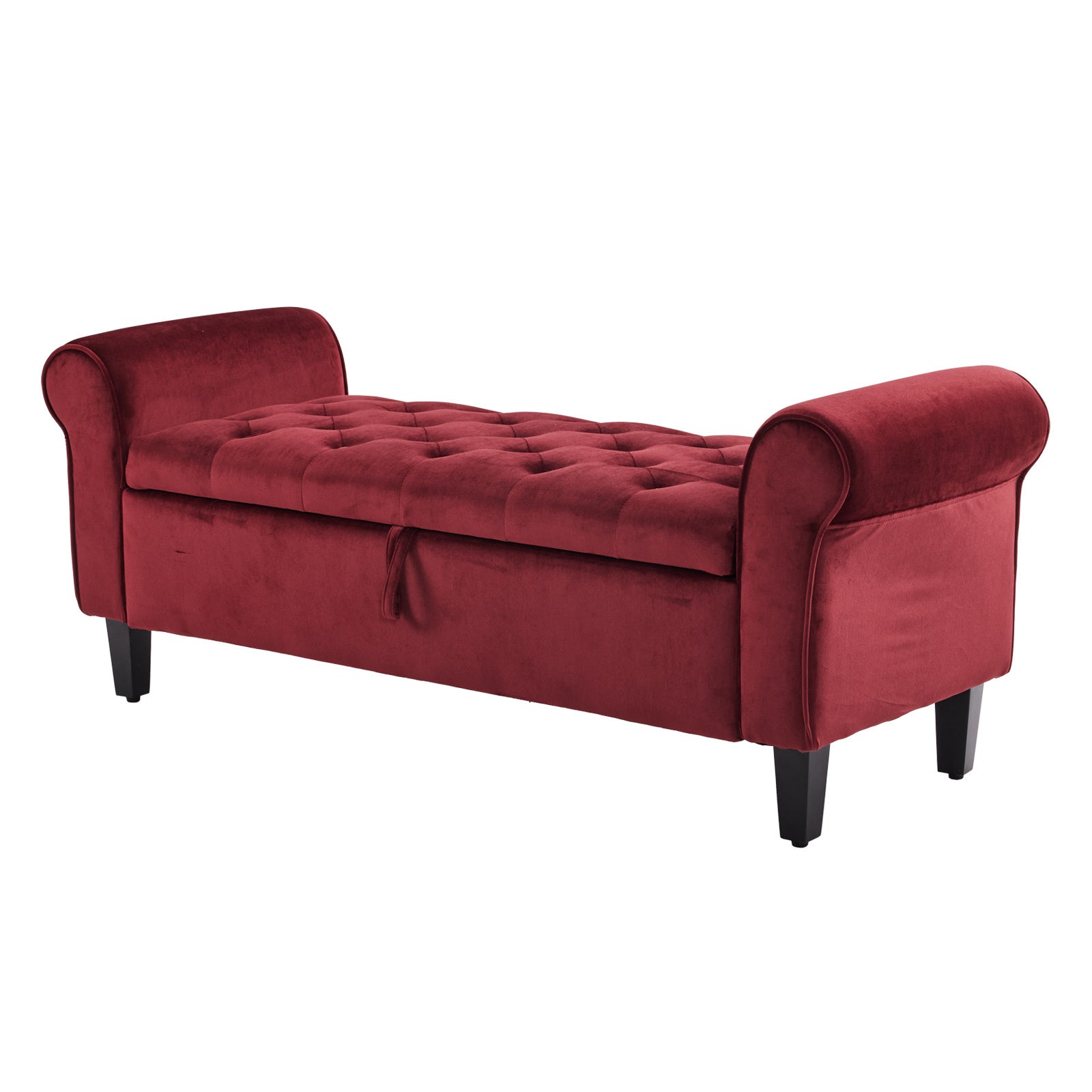 Storage Ottoman Stool Arm Bench Seat 132cm Velvet RED - Cosy Abode