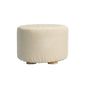 Fabric Ottoman Round Wooden Leg Foot Stool - BEIGE - Cosy Abode