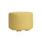 Fabric Ottoman Round Wooden Leg Foot Stool - MUSTARD YELLOW - Cosy Abode