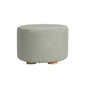 Fabric Ottoman Round Wooden Leg Foot Stool - GREY - Cosy Abode