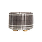 Fabric Ottoman Round Wooden Leg Foot Stool - LATTICE - Cosy Abode