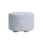 Fabric Ottoman Round Wooden Leg Foot Stool - LIGHT BLUE - Cosy Abode