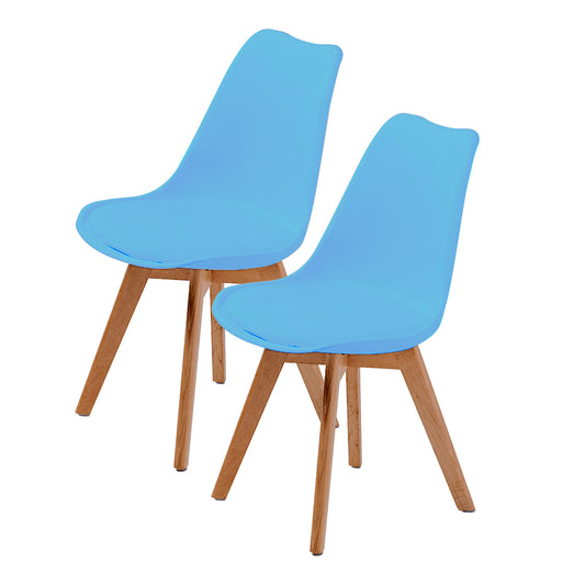 La Bella 2 Set Grey Blue Retro Dining Cafe Chair Padded Seat - Cosy Abode