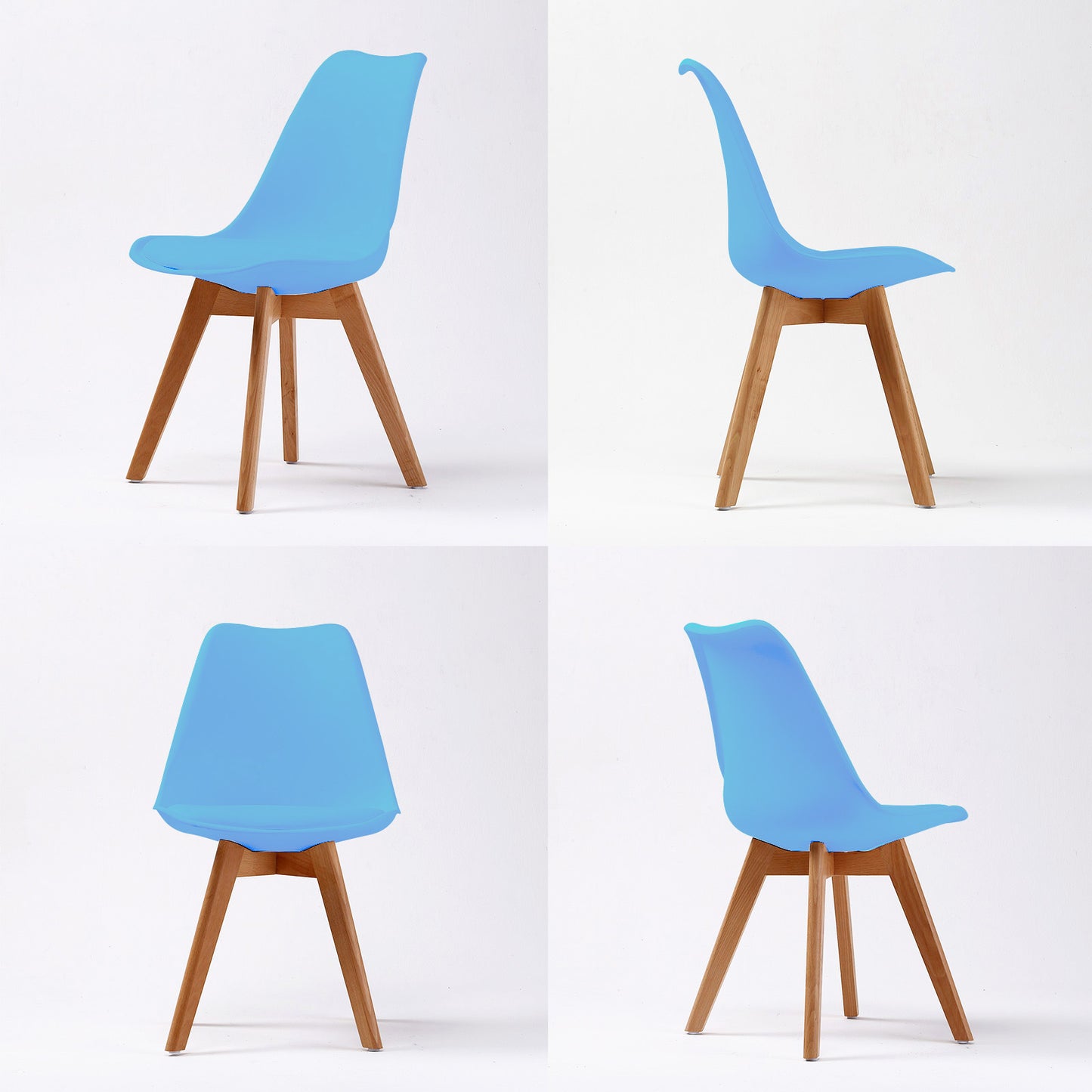 La Bella 4 Set Grey Blue Retro Dining Cafe Chair Padded Seat - Cosy Abode