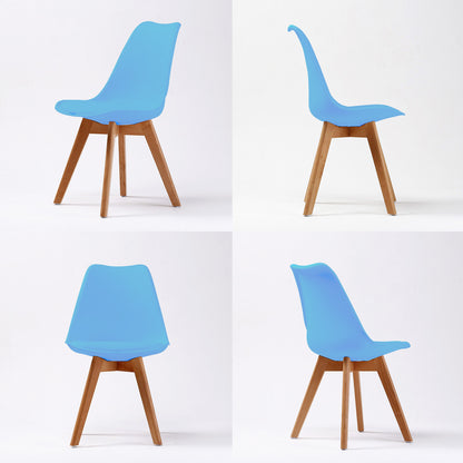 La Bella 4 Set Grey Blue Retro Dining Cafe Chair Padded Seat - Cosy Abode