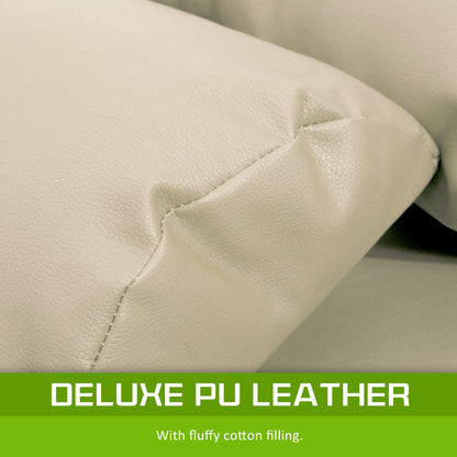 Lounge Couch Sofa Bed Double Seat Leather GEMINI BEIGE - Cosy Abode