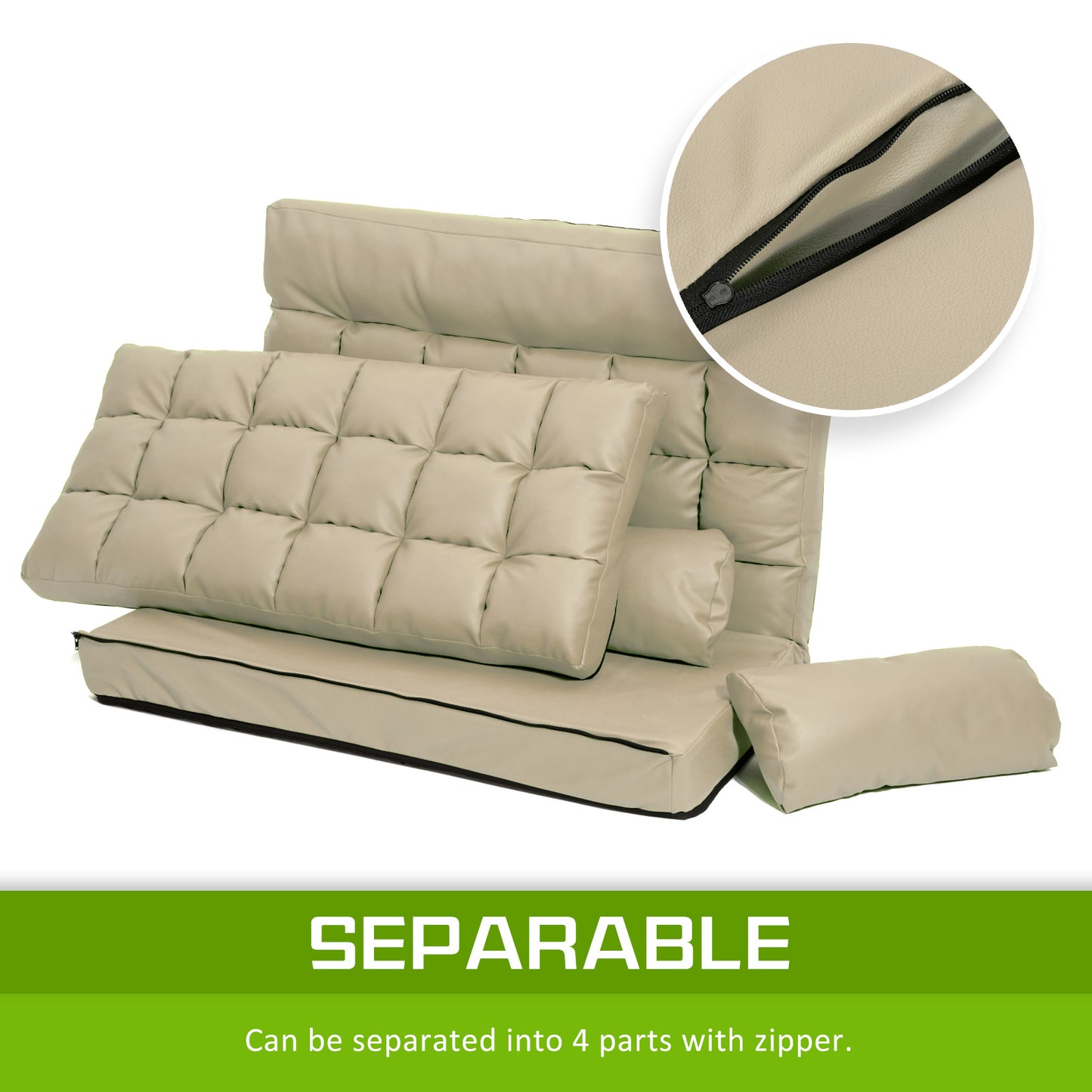 Lounge Couch Sofa Bed Double Seat Leather GEMINI BEIGE - Cosy Abode