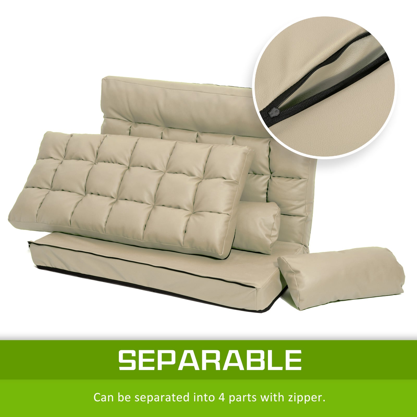 Lounge Couch Sofa Bed Double Seat Leather GEMINI BEIGE - Cosy Abode