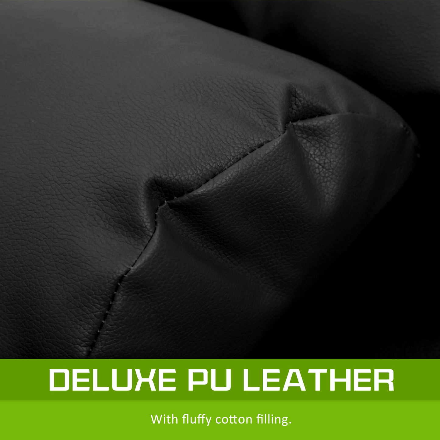 Lounge Couch Sofa Bed Double Seat Leather GEMINI BLACK - Cosy Abode