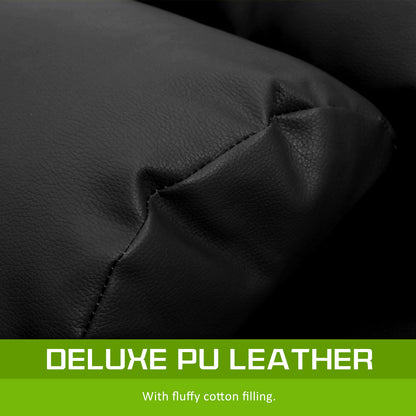 Lounge Couch Sofa Bed Double Seat Leather GEMINI BLACK - Cosy Abode