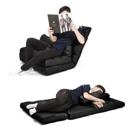Lounge Couch Sofa Bed Double Seat Leather GEMINI BLACK - Cosy Abode