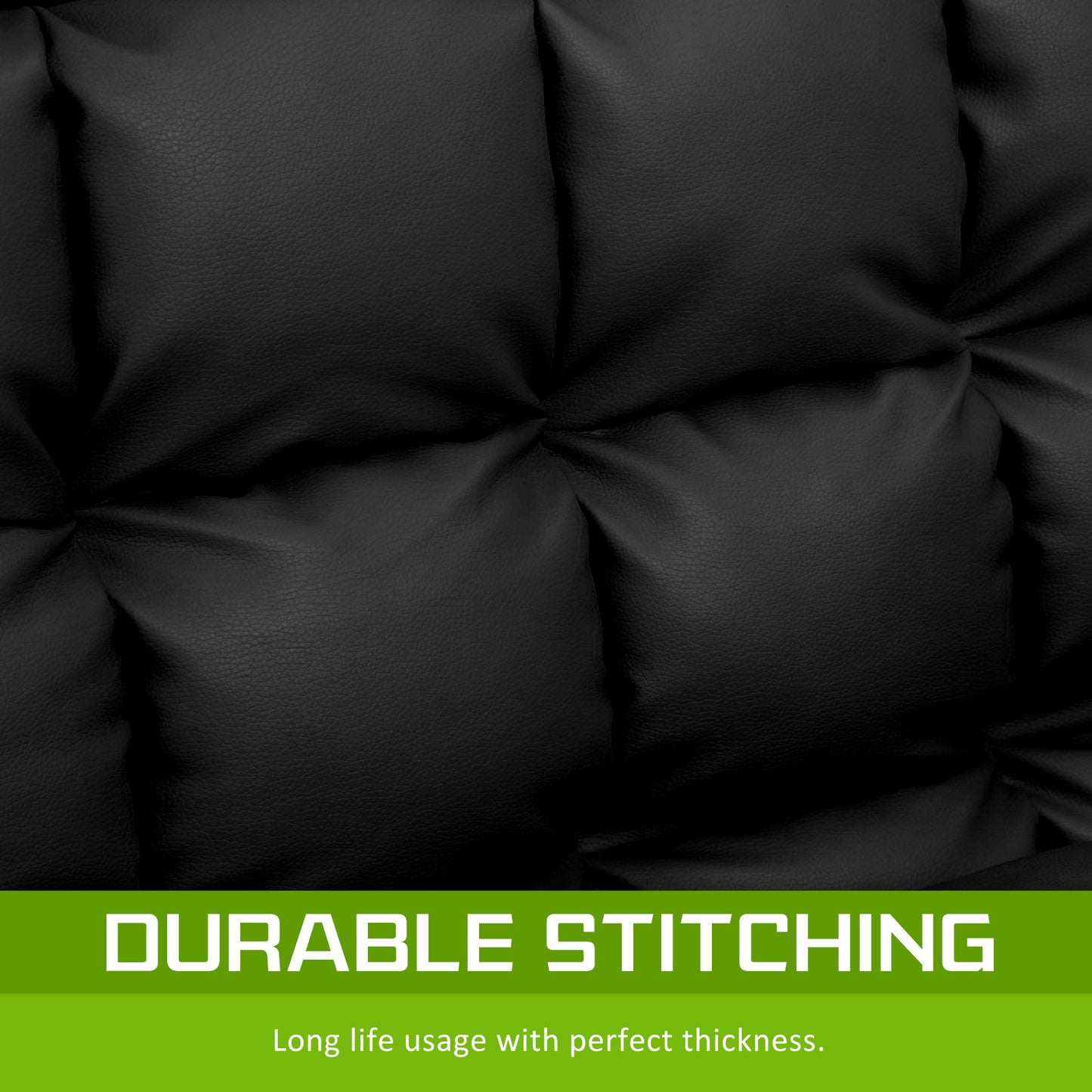 Lounge Couch Sofa Bed Double Seat Leather GEMINI BLACK - Cosy Abode
