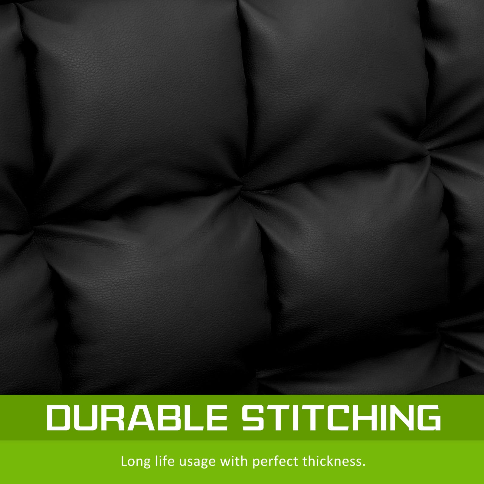 Lounge Couch Sofa Bed Double Seat Leather GEMINI BLACK - Cosy Abode