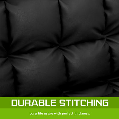 Lounge Couch Sofa Bed Double Seat Leather GEMINI BLACK - Cosy Abode