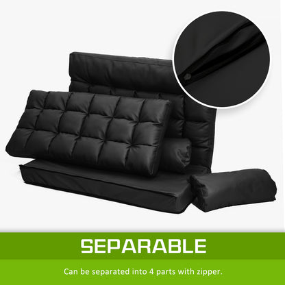 Lounge Couch Sofa Bed Double Seat Leather GEMINI BLACK - Cosy Abode