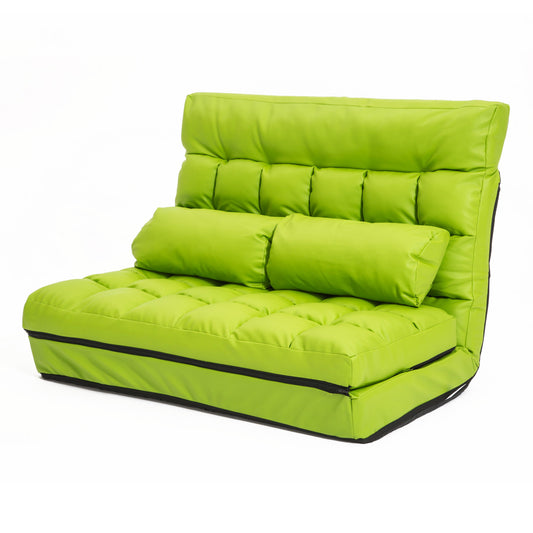 Lounge Couch Sofa Bed Double Seat Leather GEMINI GREEN - Cosy Abode