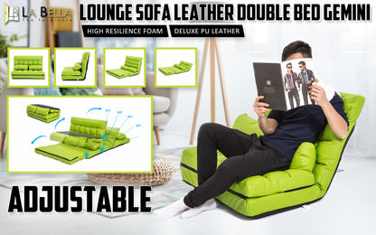 Lounge Couch Sofa Bed Double Seat Leather GEMINI GREEN - Cosy Abode