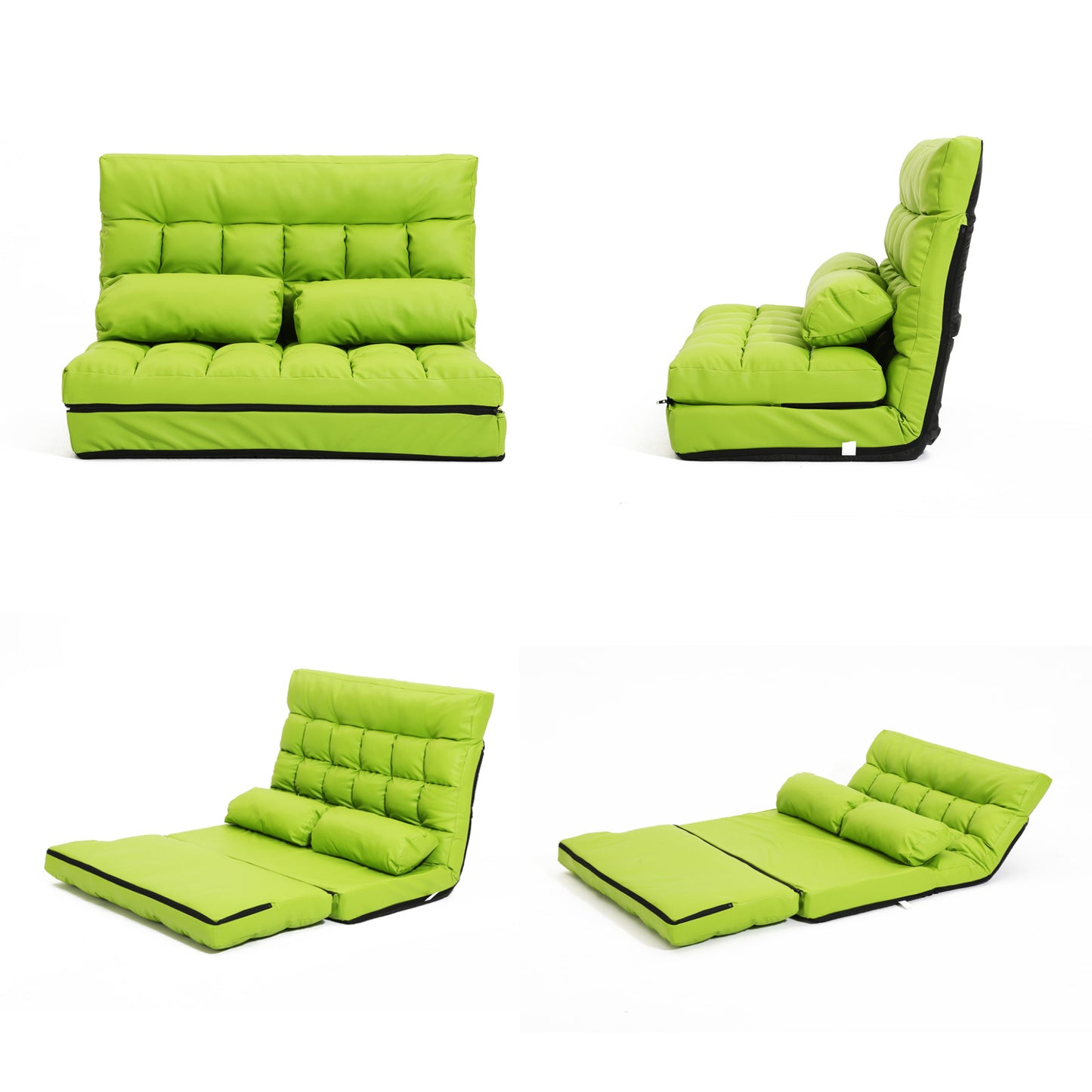 Lounge Couch Sofa Bed Double Seat Leather GEMINI GREEN - Cosy Abode
