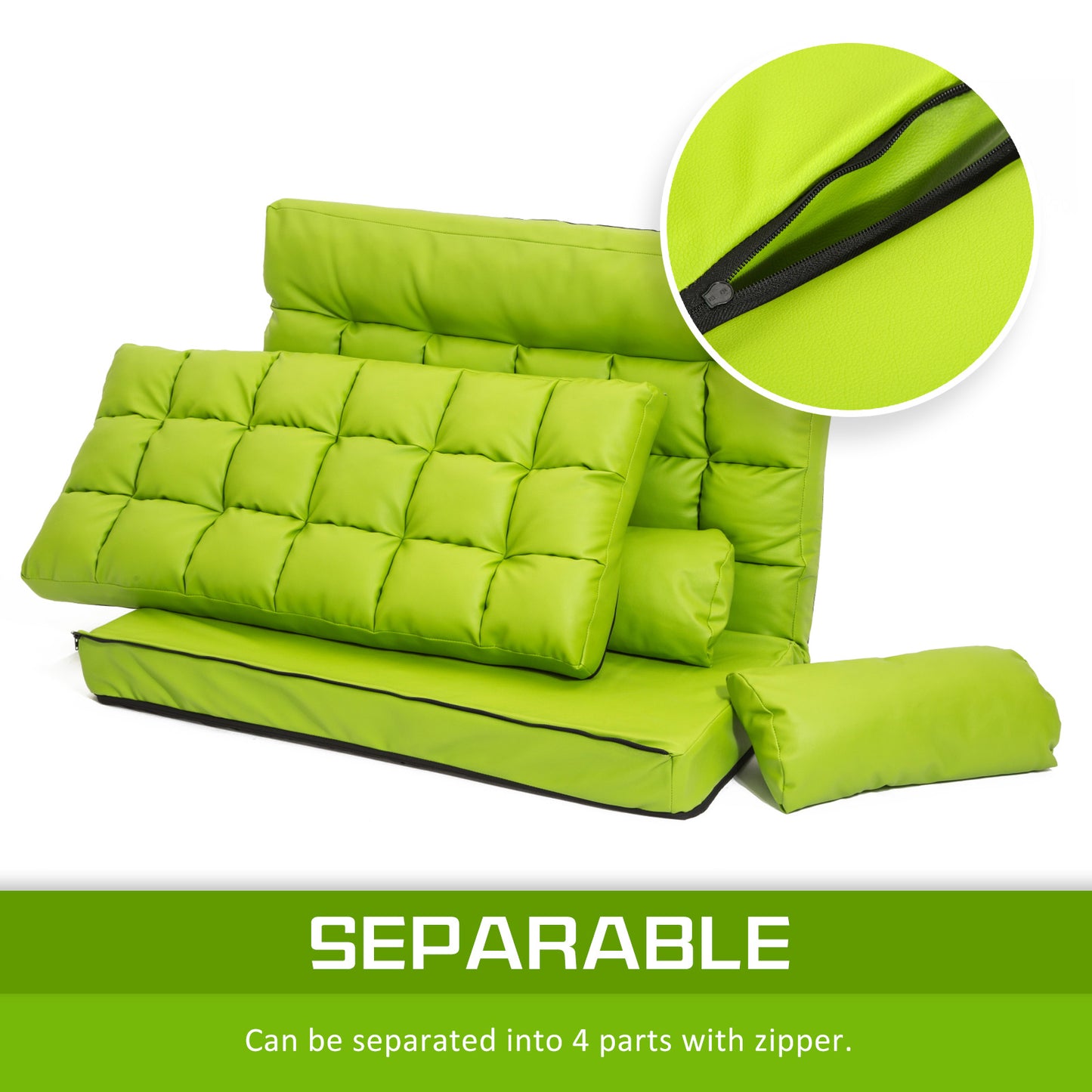 Lounge Couch Sofa Bed Double Seat Leather GEMINI GREEN - Cosy Abode