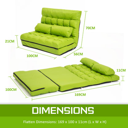Lounge Couch Sofa Bed Double Seat Leather GEMINI GREEN - Cosy Abode