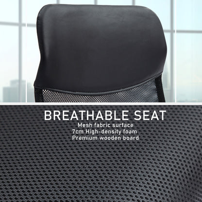 Office Chair Mesh High Back In-Built Lumbar BREEZE BLACK - Cosy Abode