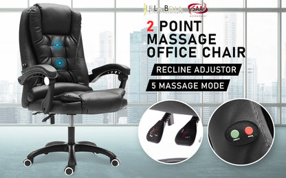 La Bella Black Massage Vibration Ergonomic Executive Office Chair - Cosy Abode