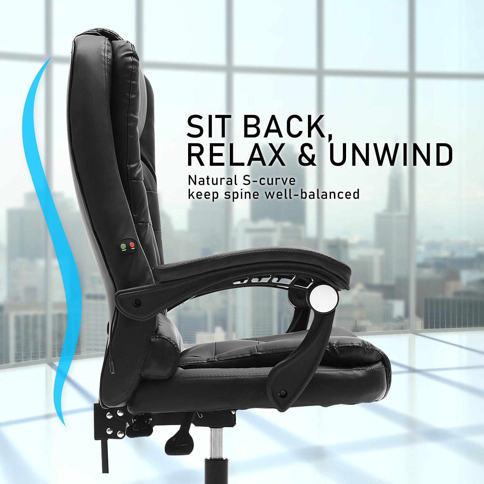 La Bella Black Massage Vibration Ergonomic Executive Office Chair - Cosy Abode