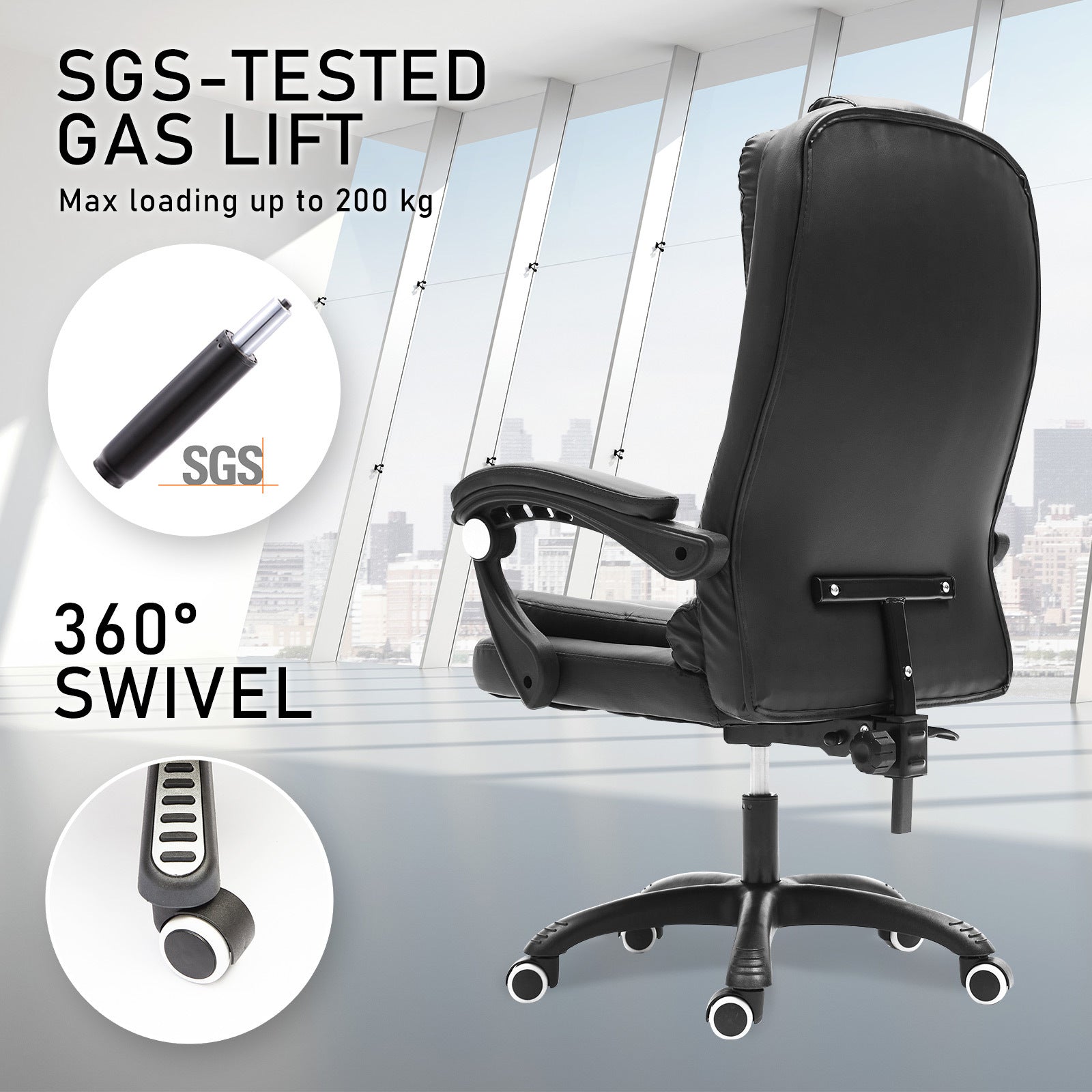 La Bella Black Massage Vibration Ergonomic Executive Office Chair - Cosy Abode
