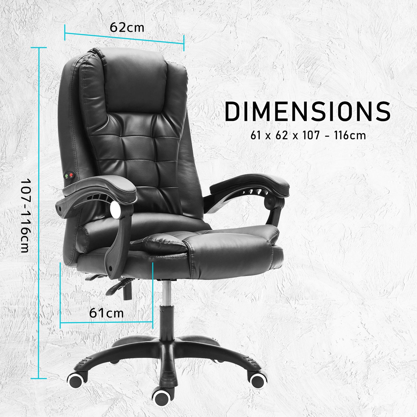 La Bella Black Massage Vibration Ergonomic Executive Office Chair - Cosy Abode