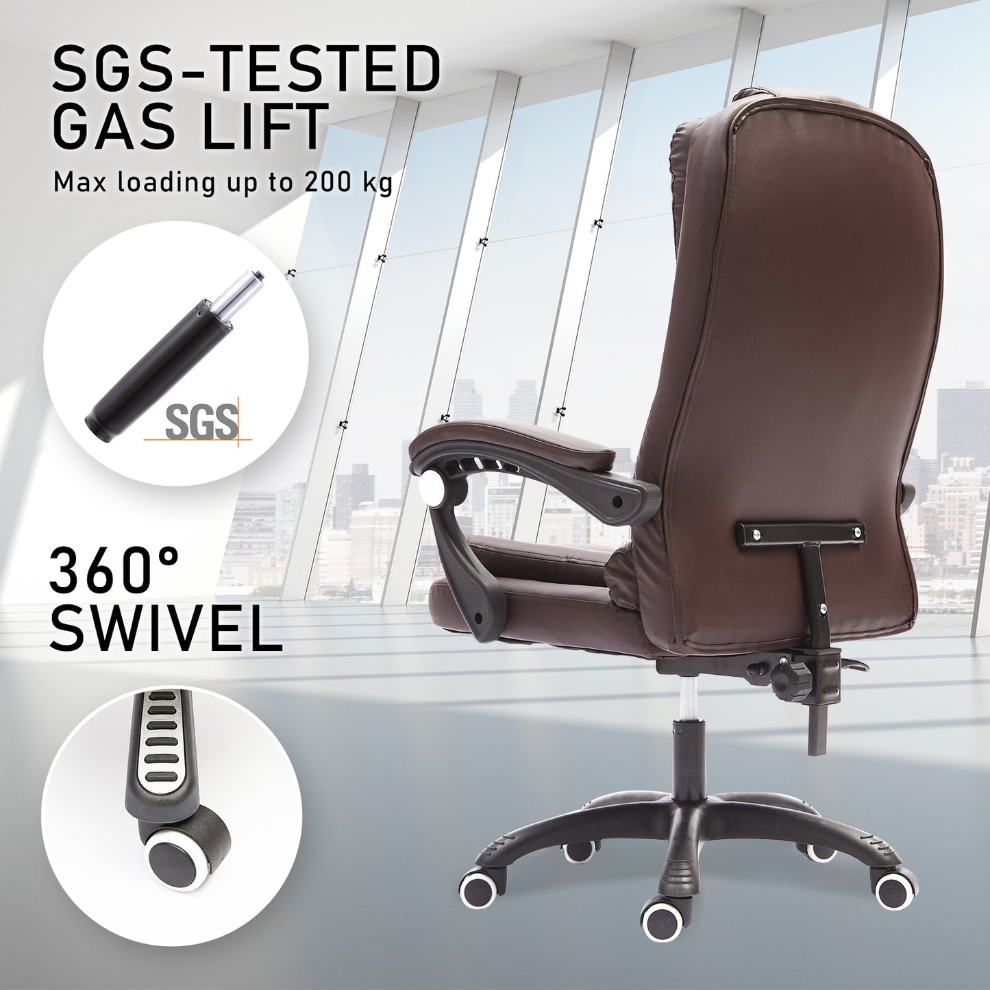 La Bella Espresso Massage Vibration Ergonomic Executive Office Chair - Cosy Abode