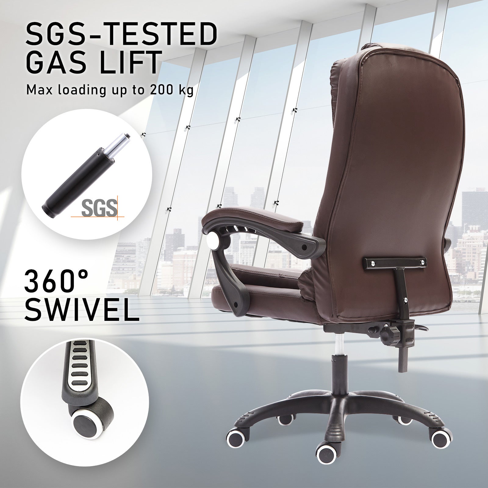 La Bella Espresso Massage Vibration Ergonomic Executive Office Chair - Cosy Abode