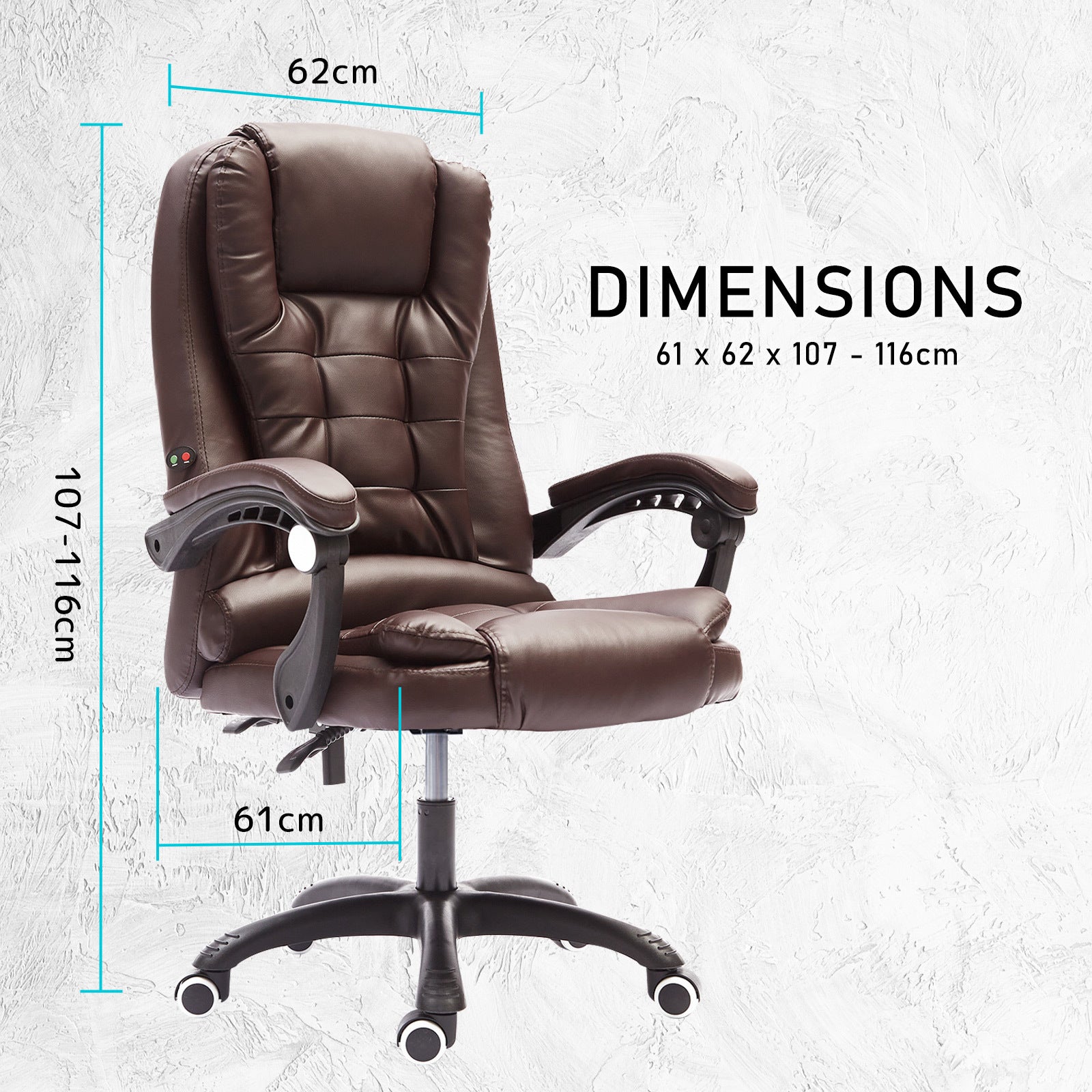 La Bella Espresso Massage Vibration Ergonomic Executive Office Chair - Cosy Abode
