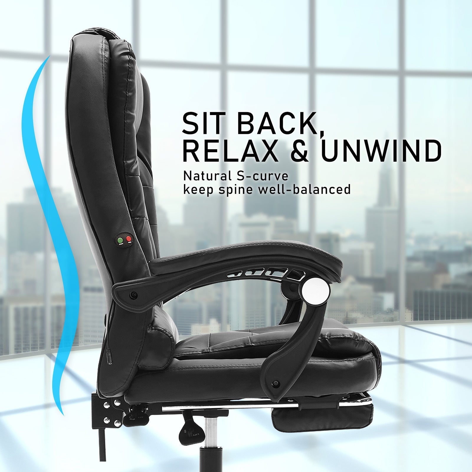 La Bella Black Massage Footrest Ergonomic Executive Office Chair - Cosy Abode