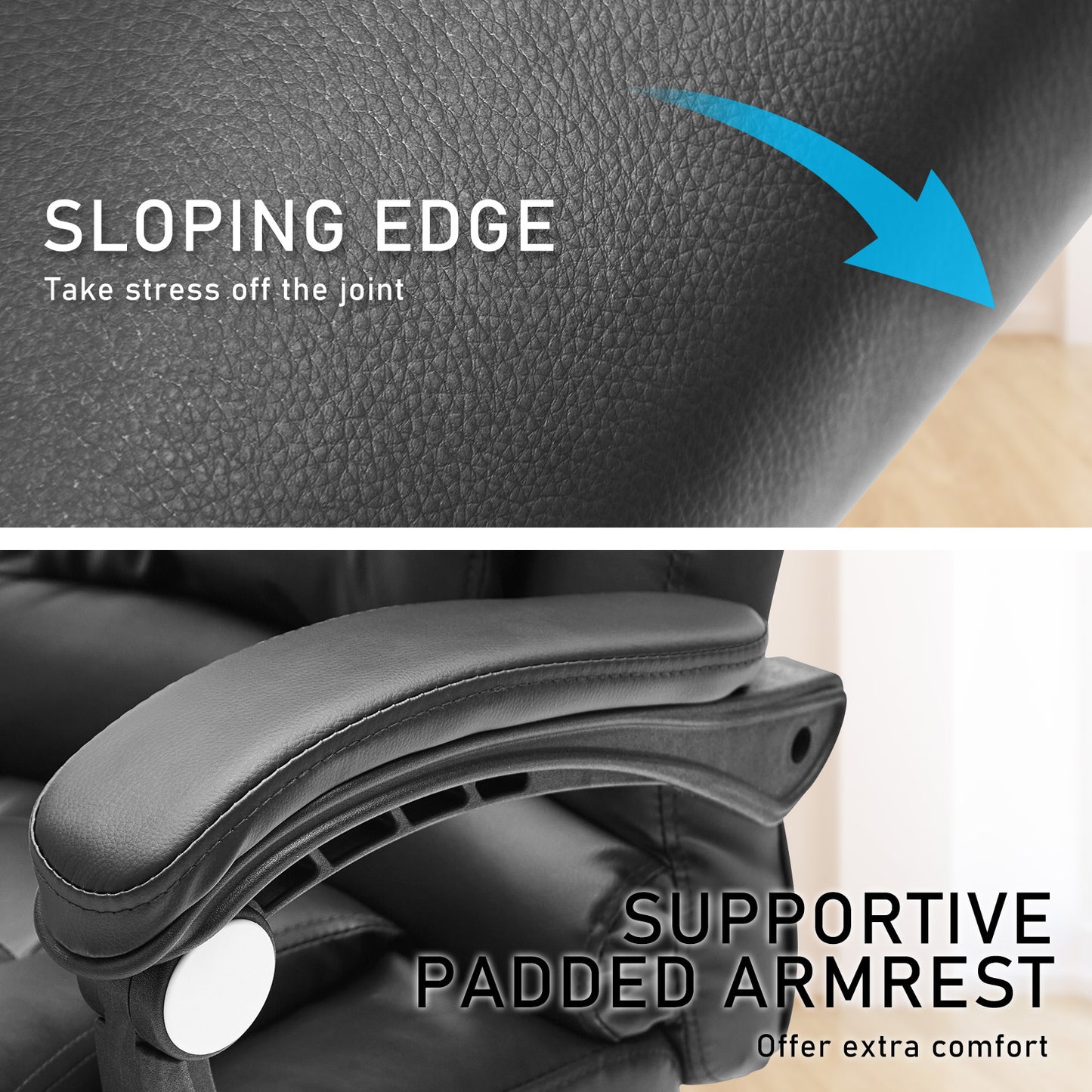 La Bella Black Massage Footrest Ergonomic Executive Office Chair - Cosy Abode
