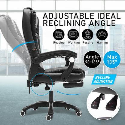 La Bella Black Massage Footrest Ergonomic Executive Office Chair - Cosy Abode