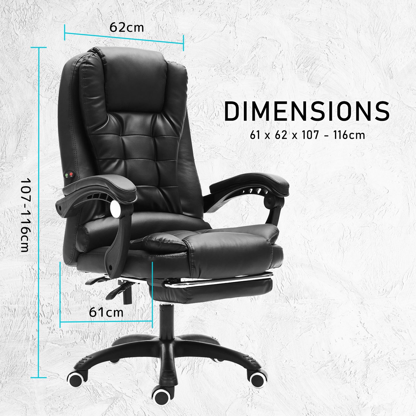 La Bella Black Massage Footrest Ergonomic Executive Office Chair - Cosy Abode