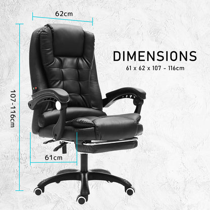 La Bella Black Massage Footrest Ergonomic Executive Office Chair - Cosy Abode