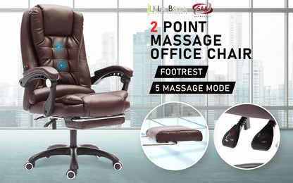La Bella Espresso Massage Footrest Ergonomic Executive Office Chair - Cosy Abode
