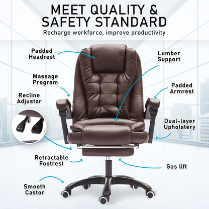 La Bella Espresso Massage Footrest Ergonomic Executive Office Chair - Cosy Abode