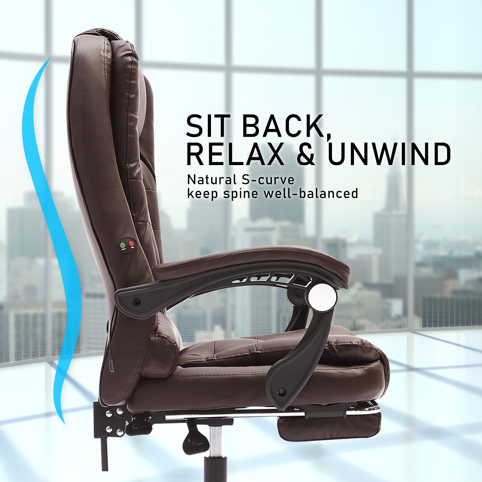 La Bella Espresso Massage Footrest Ergonomic Executive Office Chair - Cosy Abode