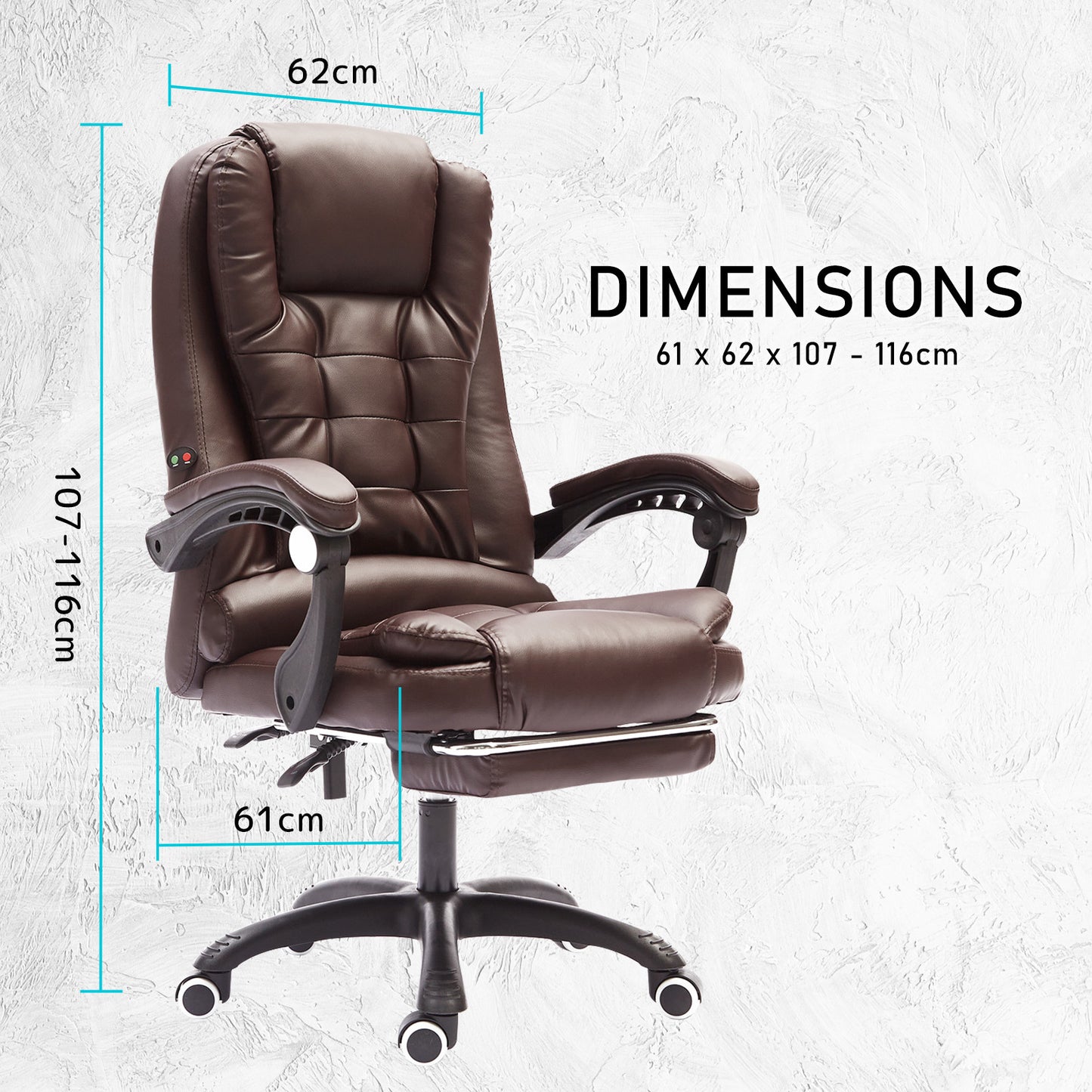 La Bella Espresso Massage Footrest Ergonomic Executive Office Chair - Cosy Abode