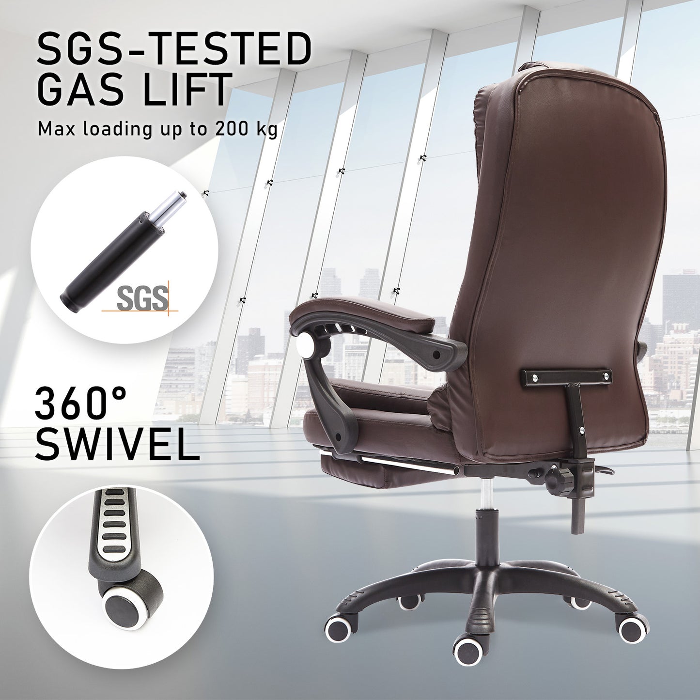 La Bella Espresso Massage Footrest Ergonomic Executive Office Chair - Cosy Abode