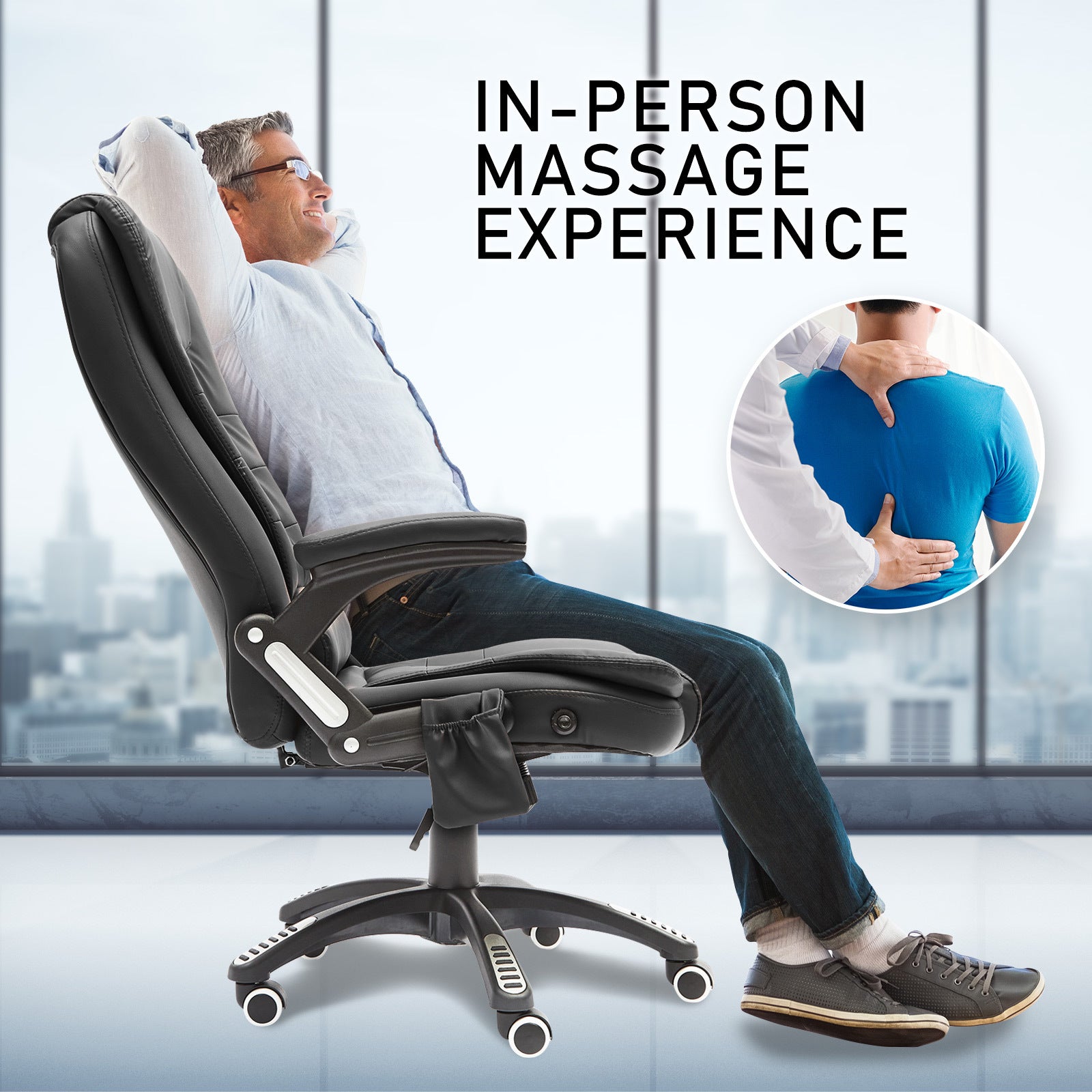 La Bella Black Massage 8 Point Vibration Heated Ergonomic Executive Office Chair - Cosy Abode