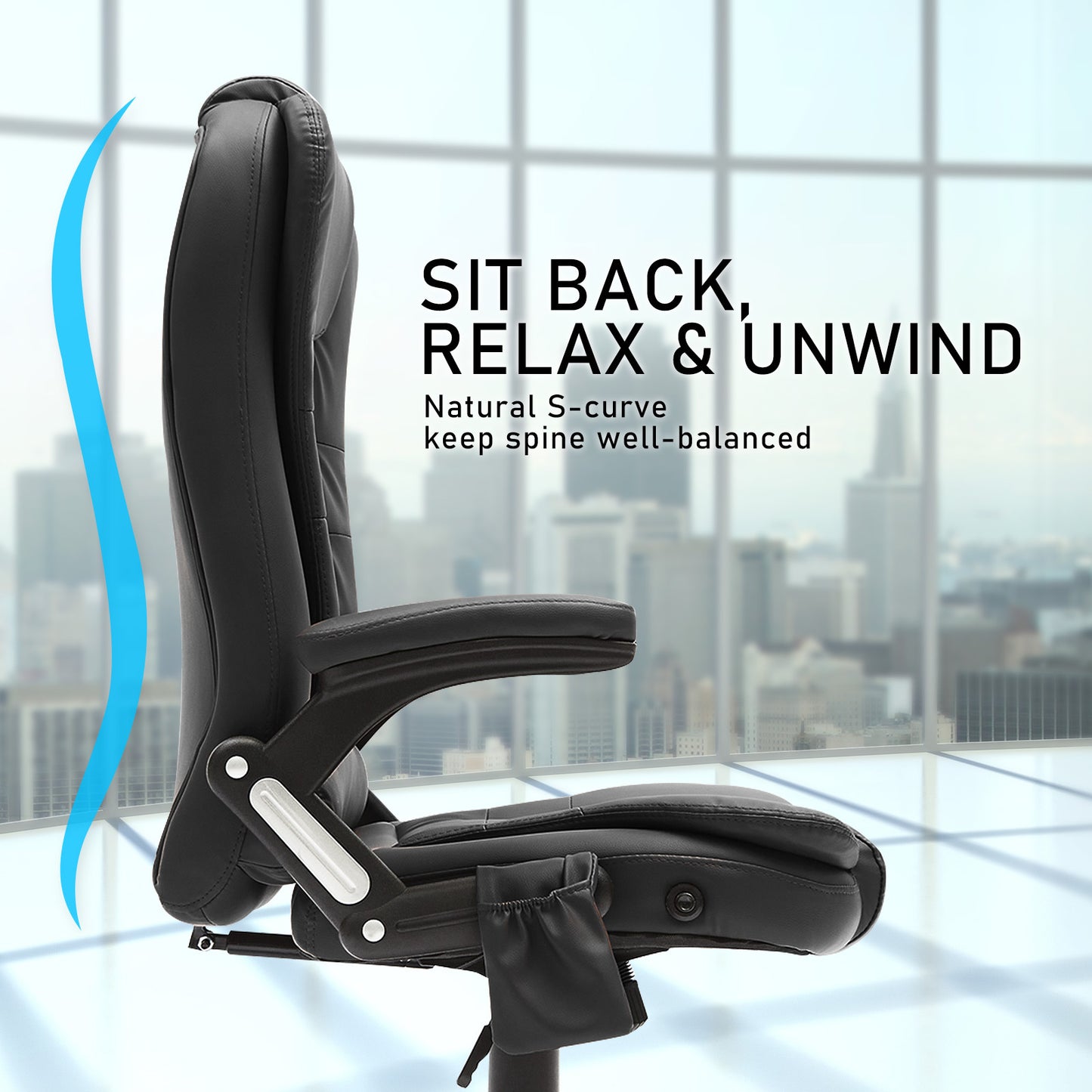 La Bella Black Massage 8 Point Vibration Heated Ergonomic Executive Office Chair - Cosy Abode