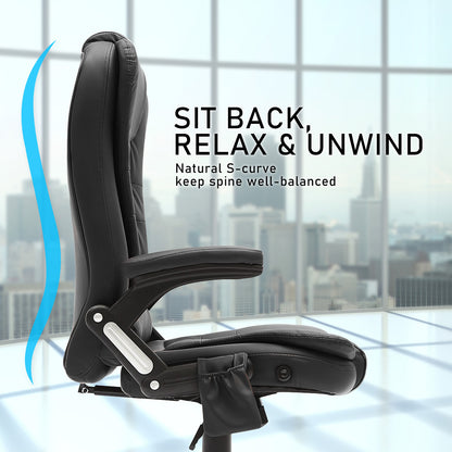 La Bella Black Massage 8 Point Vibration Heated Ergonomic Executive Office Chair - Cosy Abode