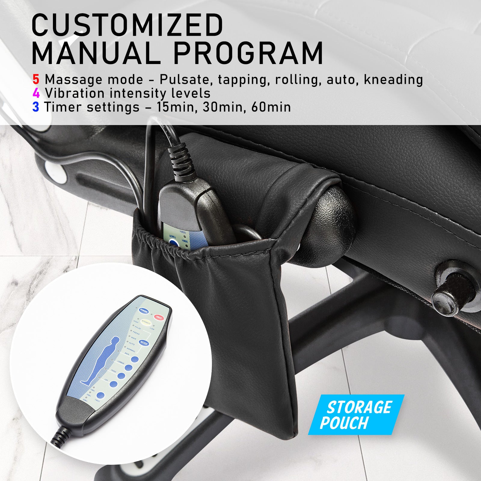 La Bella Black Massage 8 Point Vibration Heated Ergonomic Executive Office Chair - Cosy Abode