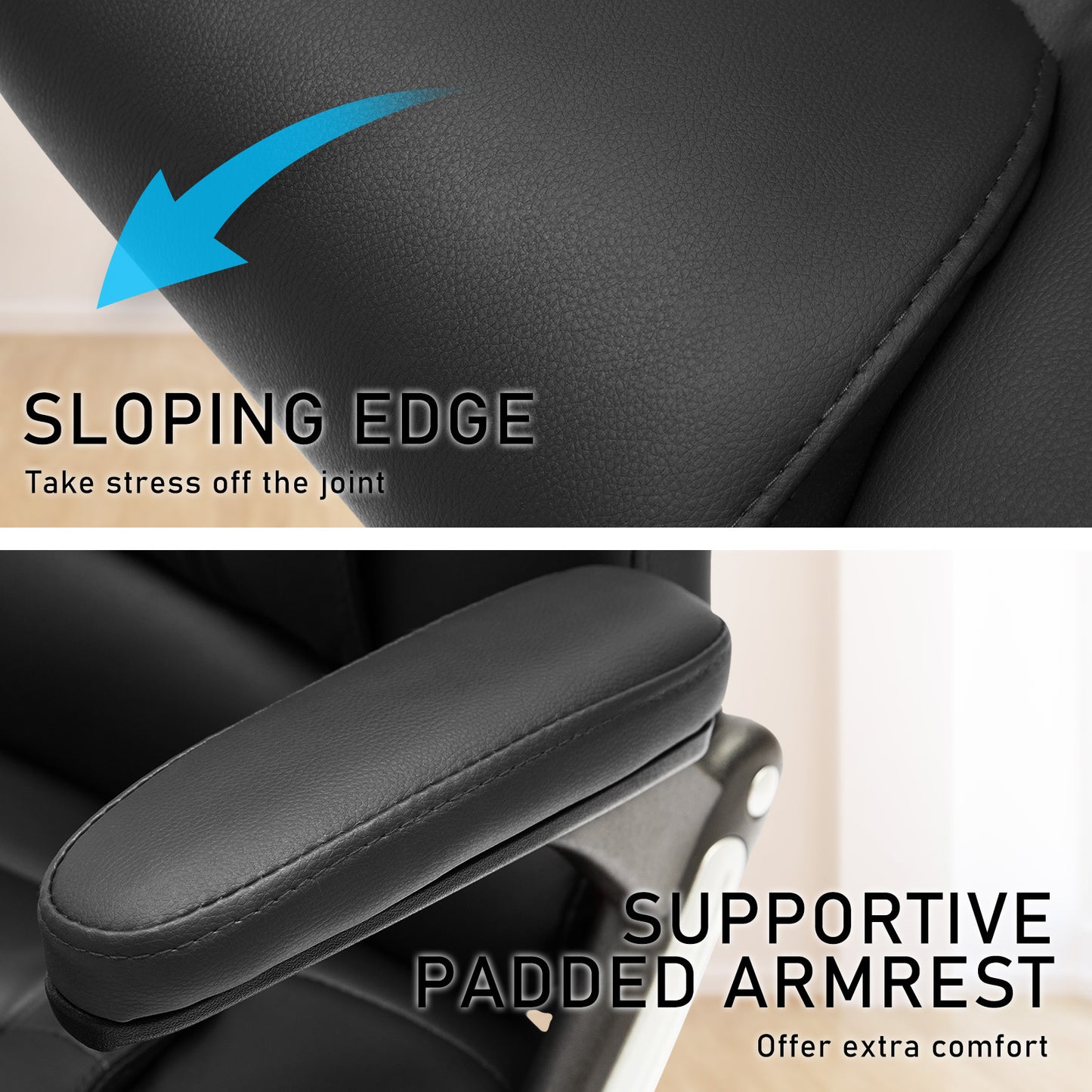 La Bella Black Massage 8 Point Vibration Heated Ergonomic Executive Office Chair - Cosy Abode
